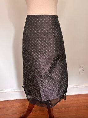 Nola True Skirt Womens M Gray Purple Black Floral Mesh Hem Bow Midi Y2K Romantic